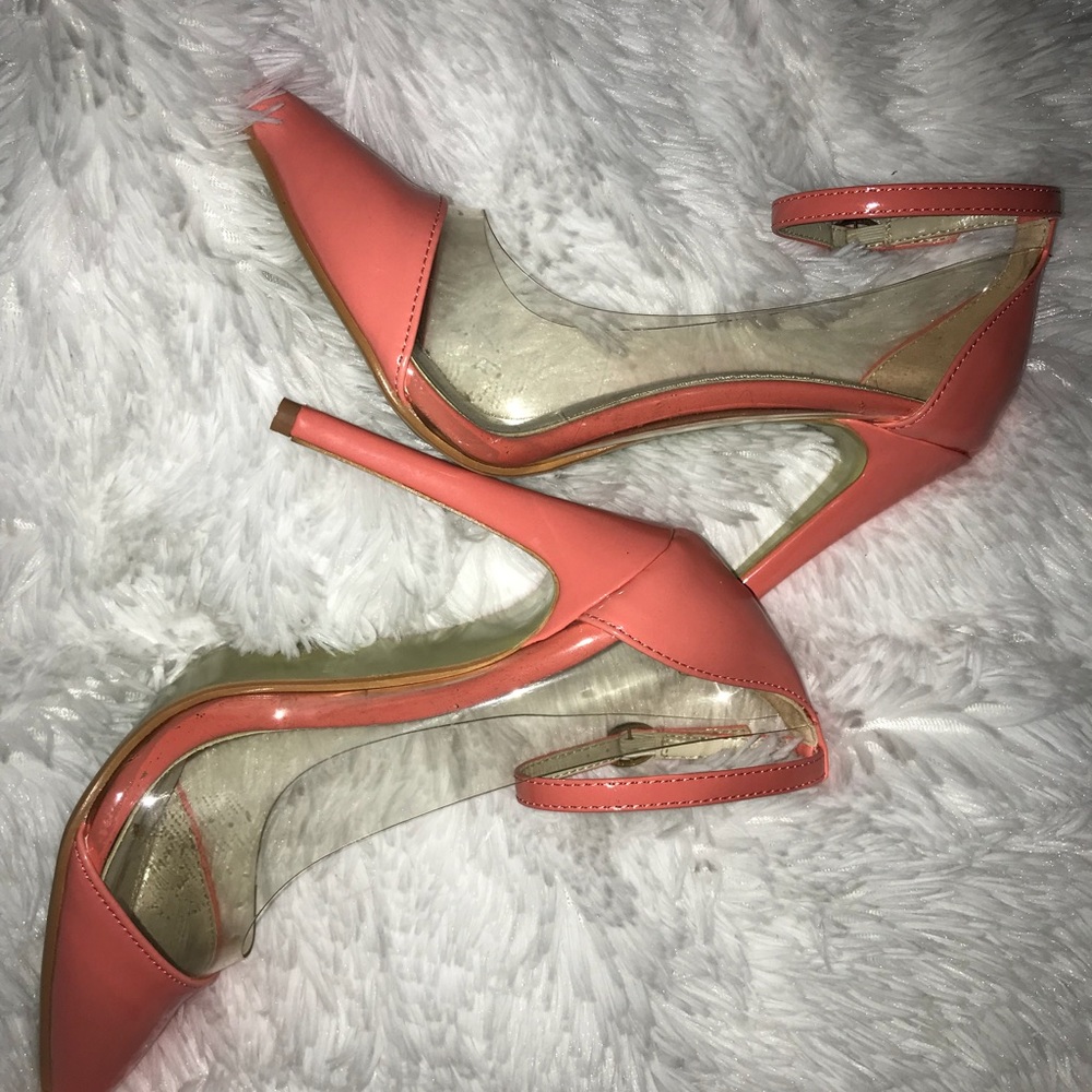 Peach coral see thru pumps